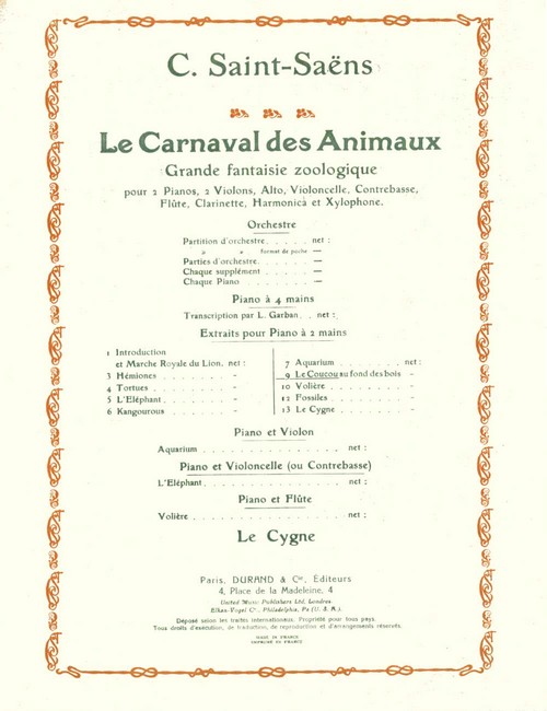 Coucou au fonds des bois, nº 9 de Le Carnaval des animaux, piano