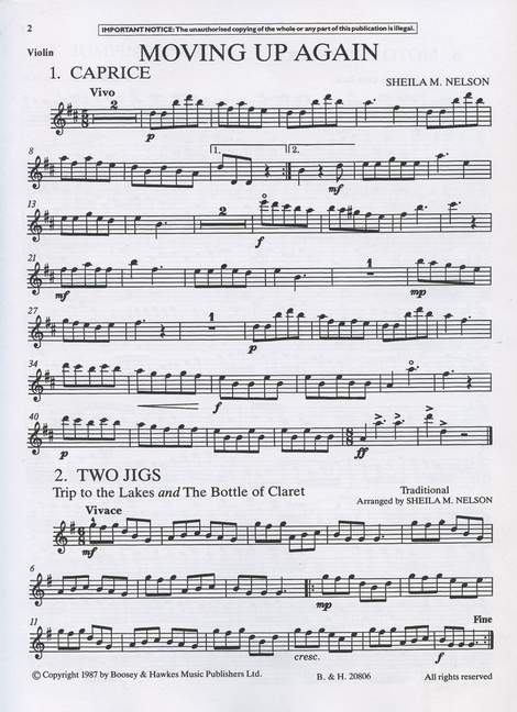 Moving Up Again, A first set of violin pieces in the third position, violin part