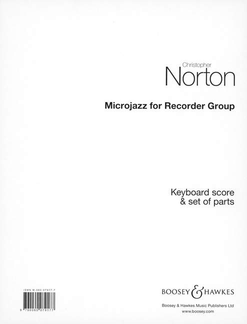 Microjazz for Recorder Group, Eight pieces in popular styles for 3 Recorders (SSA), Piano and Guitar, score and parts. 9790060079177