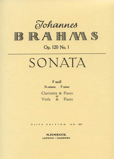 Sonata 1 In F Minor op. 120/1, for Clarinet and Piano. 9790060013676