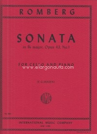 Cello Sonata B flat Major Op. 43 No. 1, for Cello and Piano. 9790220405747