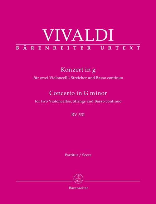 Concerto for two Violoncellos in G minor RV 531, for 2 Cellos, Strings and Basso Continuo. Score