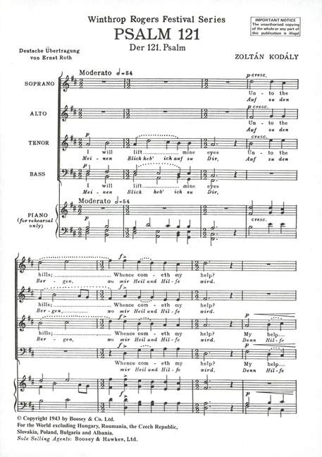 Psalm 121, for mixed choir (SATB) a cappella
