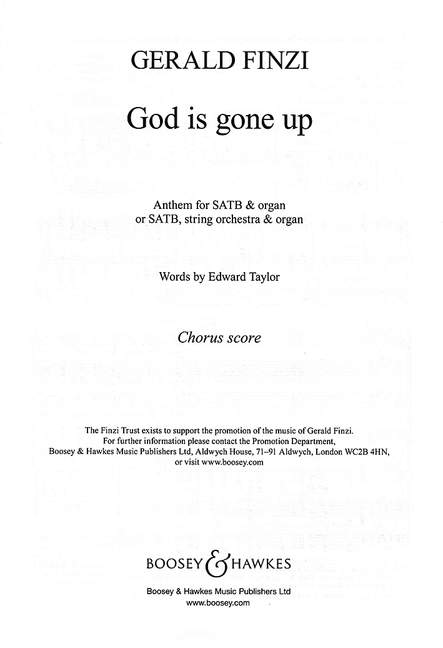 God is gone up op. 27/2, Anthem, for mixed choir (SATB) and organ (string orchestra), choral score