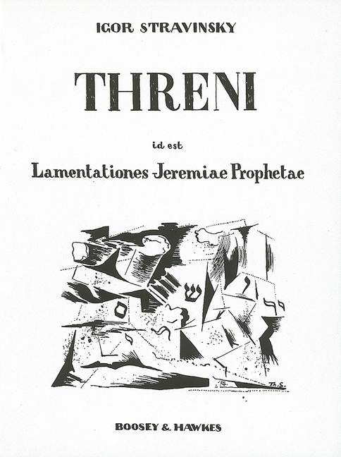 Threni, Id est Lamentationes Jeremiae Prophetae, for soloists (SATTBB), mixed choir (SATB) and orchestra, vocal/piano score. 9790060027260