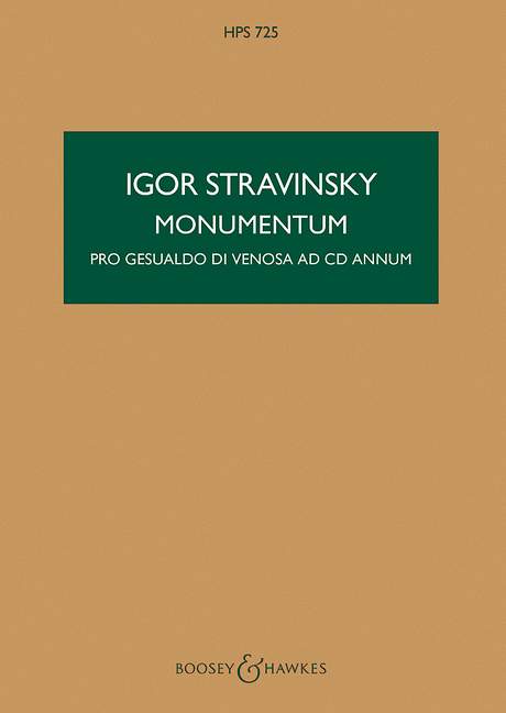 Monumentum HPS 725, pro Gesualdo di Venosa ad CD annum, for orchestra, study score. 9790060026614