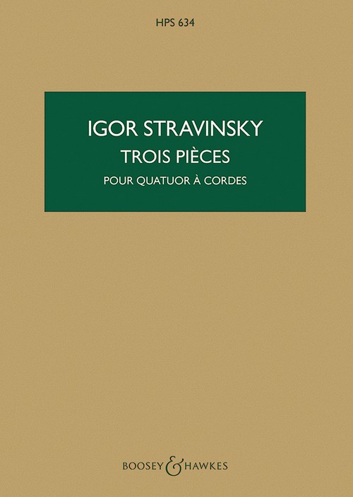 Three Pieces HPS 634, for string quartet, study score. 9790060027185