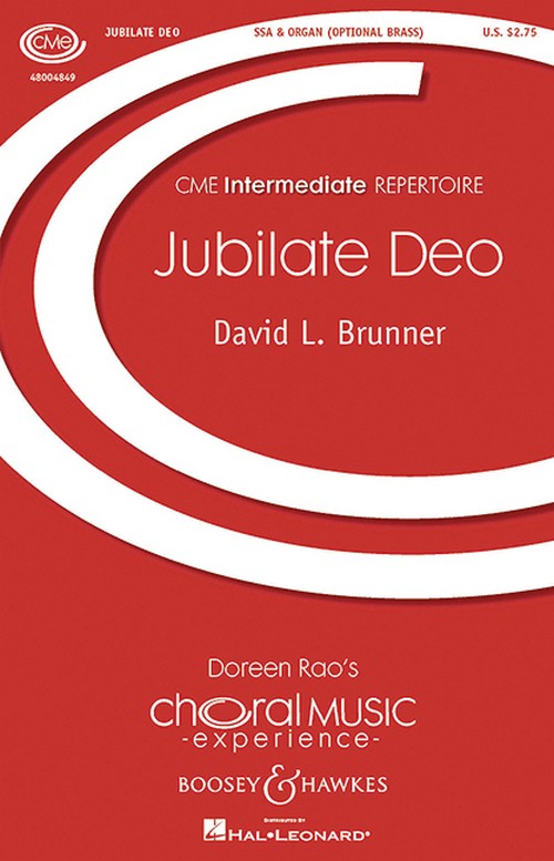Jubilate Deo, for 3-part treble voices (SSA), 2 trumpets, horn, trombone, tuba and organ, choral score