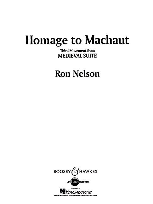 Medieval Suite QMB 429, No. 3: Homage to Machaut, for Wind band, score
