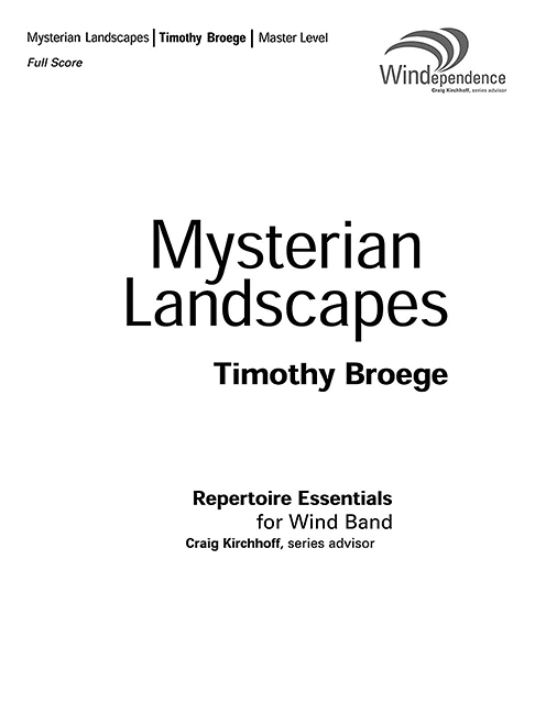 Mysterian Landscapes, for Wind band, score