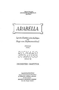 Arabella op. 79, Lyric comedy in three acts, study score