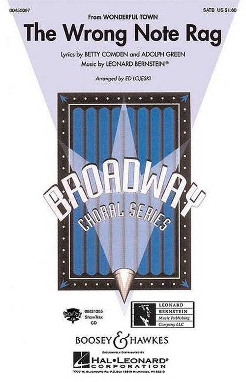 The Wrong Note Rag, from Wonderful Town, for mixed choir (SATB) and piano, choral score