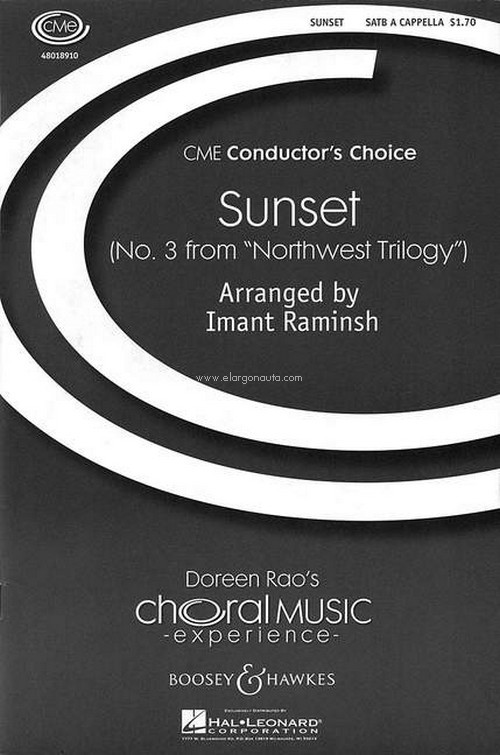 Northwest Trilogy, Nr. 3 Sunset, for mixed choir (SATB)