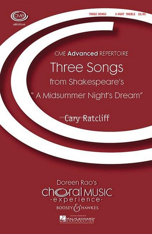 Three Songs, from Shakespeare's 'A Midsummer Night's Dream', for 3-part treble voices and piano, choral score