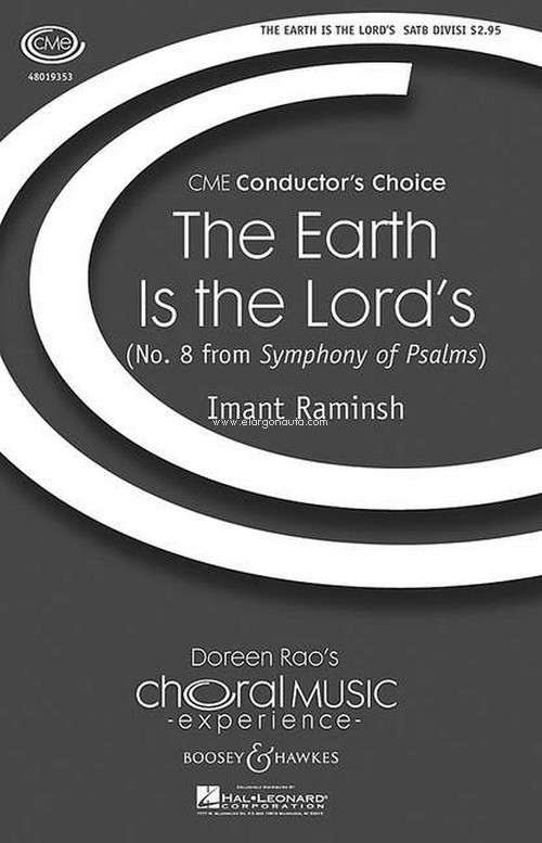 Symphony of Psalms, No.8 The earth is the Lord's, for solo (mezzo-soprano), mixed choir (SSAATB) and piano, choral score