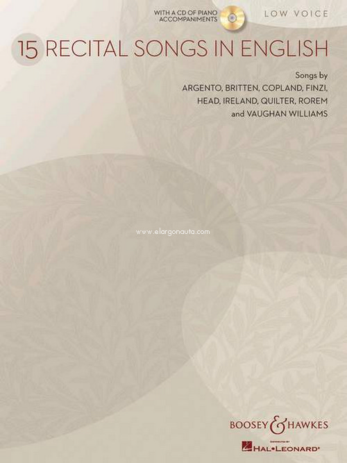 15 Recital Songs in English, for low voice and piano, song book