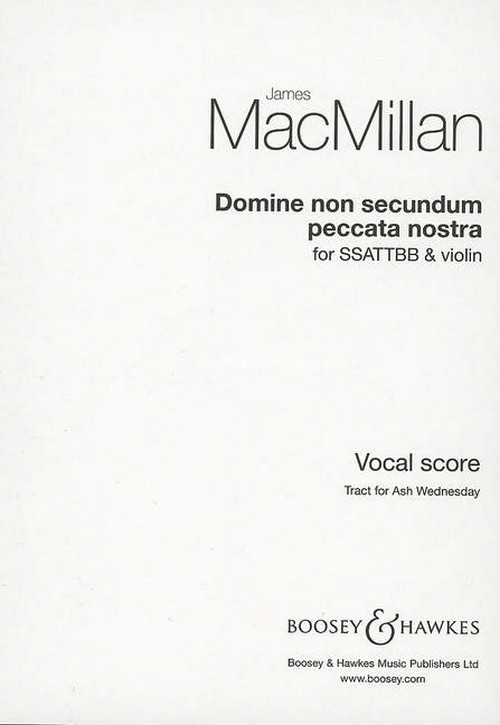 Domine non secundum peccata nostra, for mixed choir (SSAATTBB) and violin, choral score