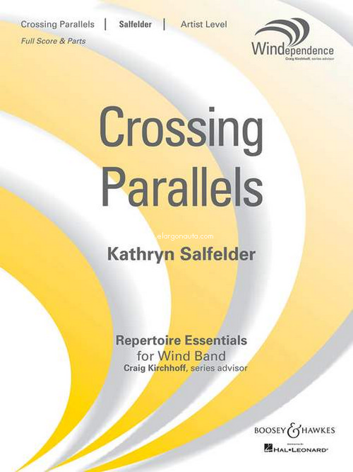 Crossing Parallels, for wind band, double bass, percussion instruments and piano, score and parts