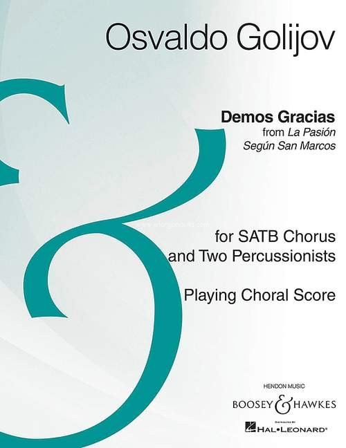 Demos gracias, from La Pasión según san Marcos, for mixed choir (SATB) and 2 percussion, score for voice and/or instruments