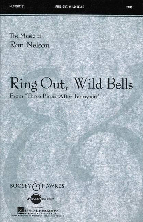 Ring Out, Wild Bells, from Three Pieces After Tennyson, for men's choir (TTBB ) and piano (4 hands), instruments ad libitum, choral score