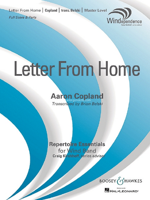 Letter from Home, for wind band, score. 9790051663682