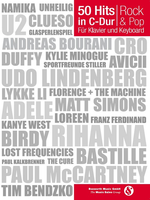 50 Hits in C-Dur: Rock & Pop : Für Klavier und Keyboard
