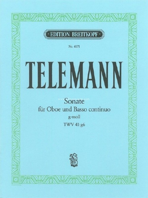 Sonata in G minor TWV 41:g6, Tafelmusik 1733, III/5 - Arrangement, oboe and basso continuo