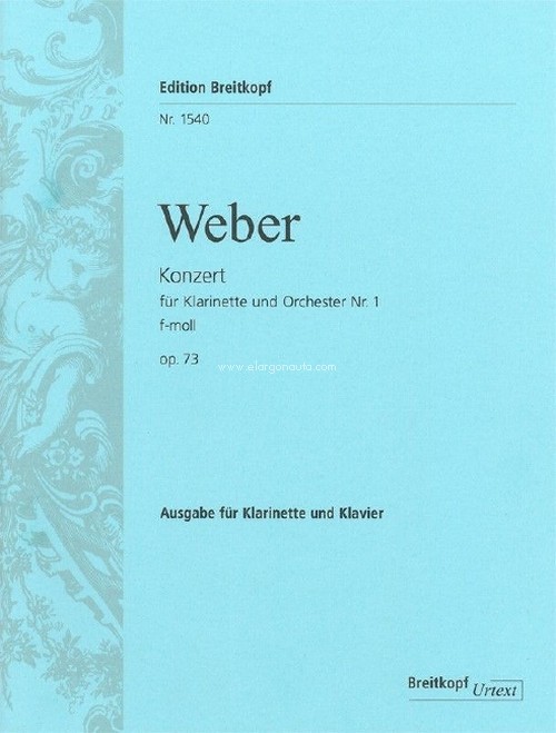 Clarinet Concerto No. 1 in F minor Op. 73, Breitkopf Urtext, clarinet and piano