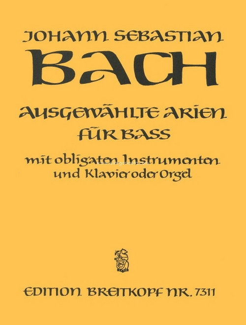 Ausgewählte Arien für Bass, mit obligaten Instrumenten und Klavier oder Orgel