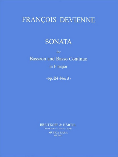 Sonate in F op. 24 Nr. 3, bassoon and basso continuo. 9790004486085