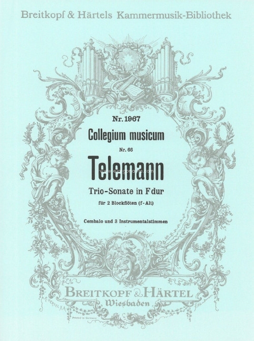 Triosonate in F-dur, für 2 Blöckenflöten, Cembalo und 3 Instrumentalstimmen. 9790004500446