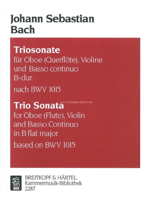 Trio Sonata in Bb major, based on BWV 1015, for Oboe (Flute), Violin and Basso Continuo