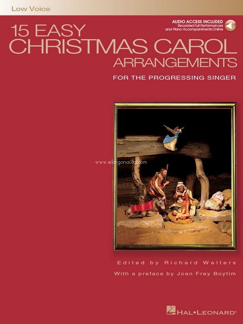 15 Easy Christmas Carol Arrangements, Low Voice and Piano