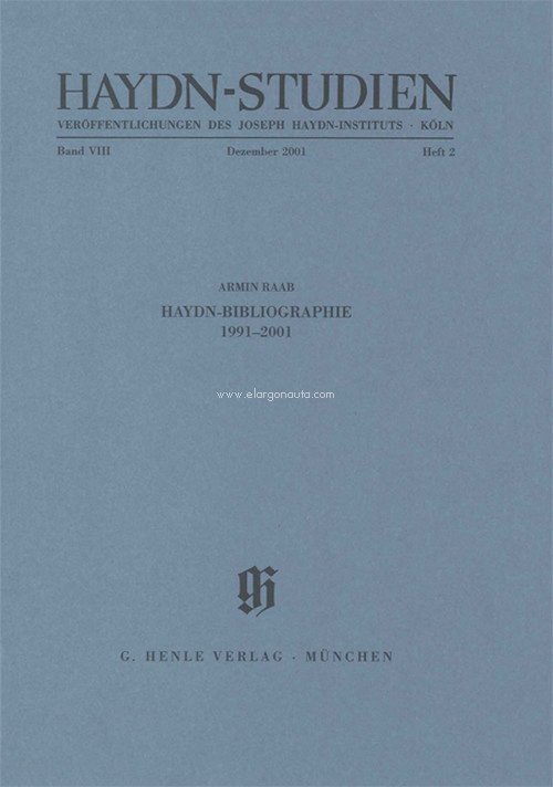 Haydn-Bibliographie 1991-2001 Band VIII Heft 2