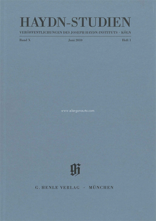 Haydn-Studien Band X/Heft 1, Veröffentlichungen des Joseph Haydn-Instituts Juni 2010