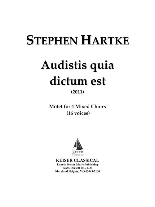 Audistis Quia Dictum Est:, Mixed Ensemble [16 Players], Score. 9781480333482