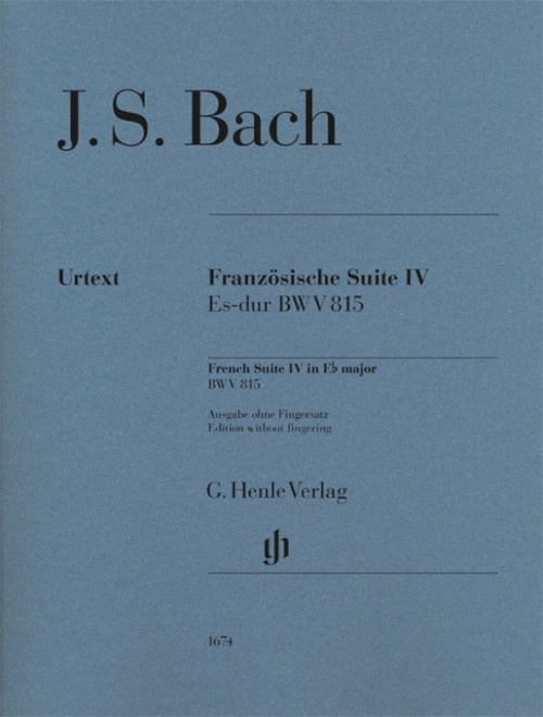 French Suite IV, BWV 815, Edition without fingering, piano